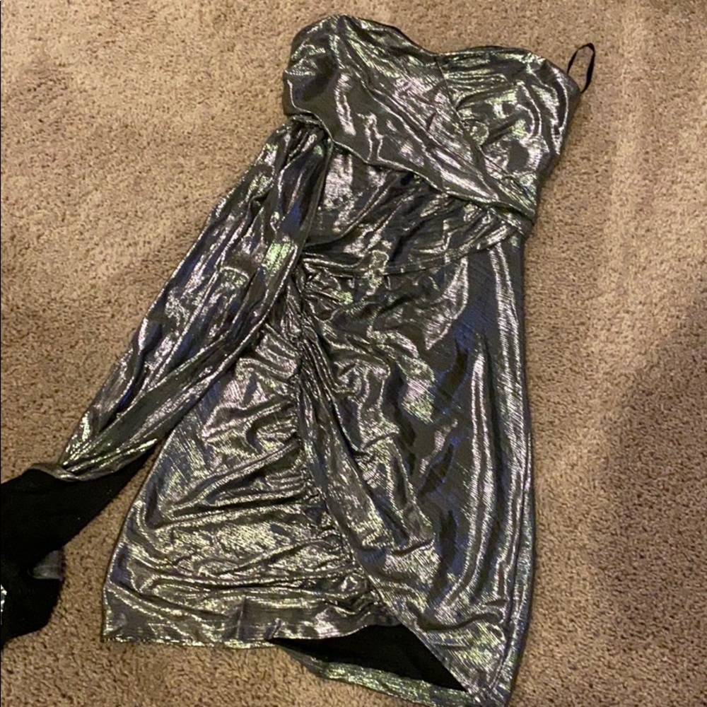 Metallic Silver Mini Dress Size S/M